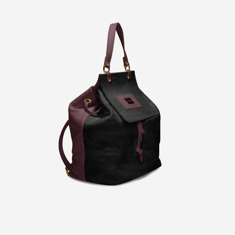 Ann Adrian' Wine/Blk Backpack Purse