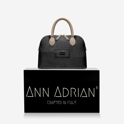 Ann Adrian' Black Croc Luxury Handbag