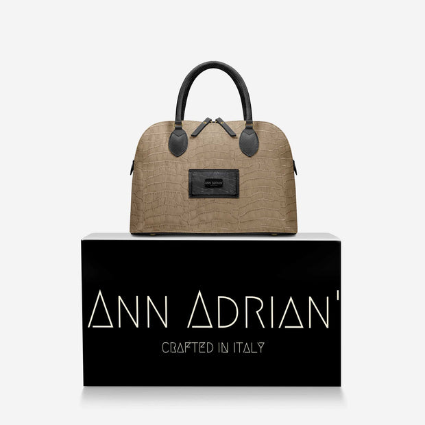 Ann Adrian' Black Croc Luxury Handbag